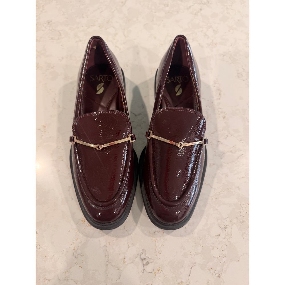 Sarto by Franco Sarto Burgundy Patent Bit Loafers Womens 6M Lug Sole Shoes